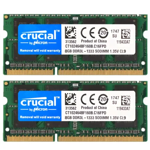 CRUCIAL DDR3L DDR3 1333Mhz 16GB 8GB 4GB 2Rx8 PC3-10600S SODIMM Laptop Memory RAM