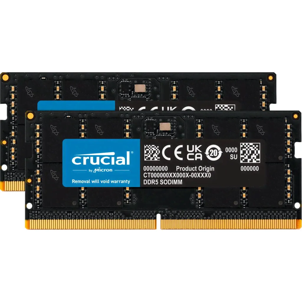 Оперативная память для ноутбуков CRUCIAL (MICRON) Laptop DDR5 SODIMM 32Gb (2x16Gb) 5600Mhz [CT16G56C46S5] OEM