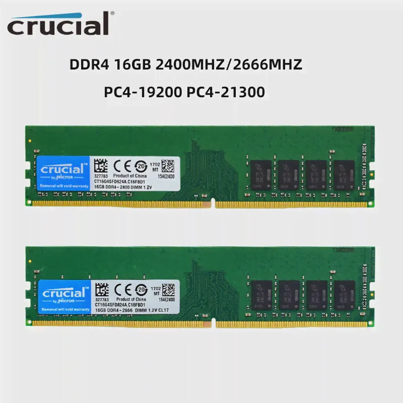 Оперативная память Crucial DDR4 для настольных компьютеров 16 ГБ 32 ГБ 64 ГБ 2400HMz 2666HMz PC4-19200 21300 288 Pin 1,2 В-0